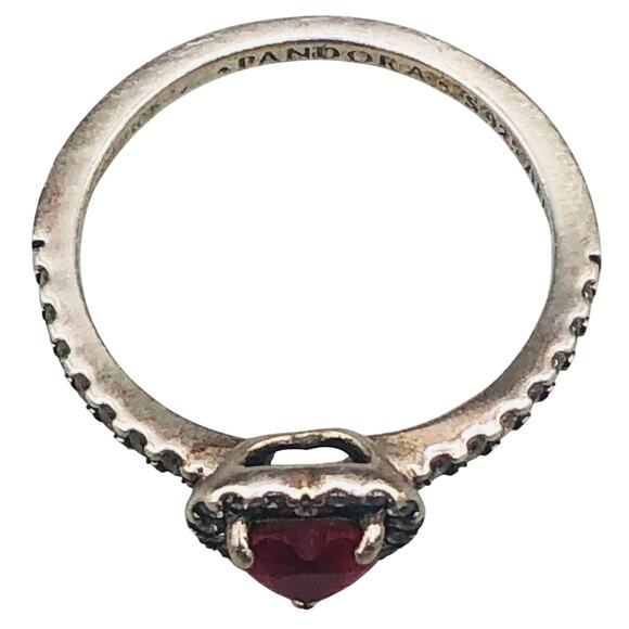 S925 Ale Pandora Ring Elevated Red Heart - Picture 3 of 3